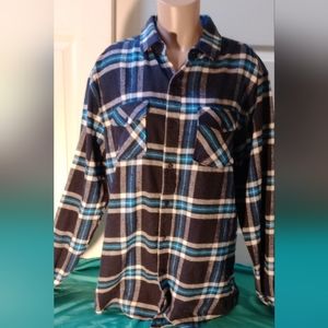 BLUE GEAR BLUE , WHITE & BLACK FLANNEL SHIRT, XXL